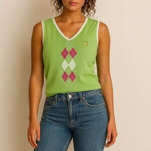 Green Argyle Women's Tank Top